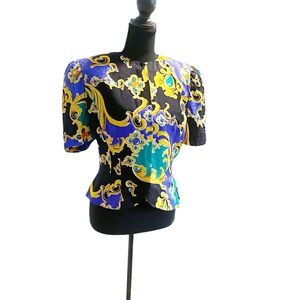 Vintage Adrianna Papell 100% Silk Button Down Blouse Size 8